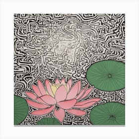 Pink Lotus Doodle Canvas Print