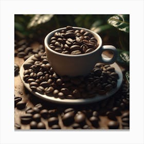 Coffee Beans On A Wooden Table 1 Canvas Print