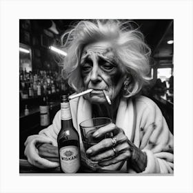 Old Lady Smoking A Cigarette 2 Canvas Print