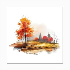 Watercolor Autumn Landscape 28 Canvas Print