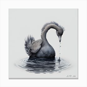 Ugly Little Swan Water Color Drawing In Black And Grey Scales Canvas Print