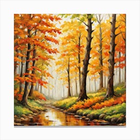 Forest In Autumn In Minimalist Style Square Composition 356 Canvas Print