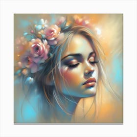 Girl With Flowers In Her Hair 4 Canvas Print