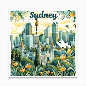 Sydney Cityscape PostCard Artwork Canvas Print