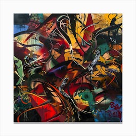 Flying, Graffiti, Street Art, Urban Hues Canvas Print