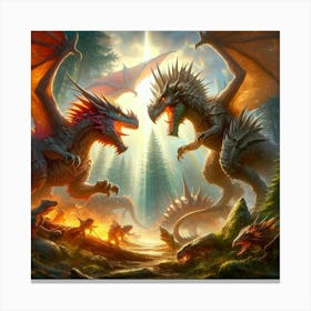 Two Dragons Fighting 1 Canvas Print