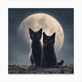 0 Two Cats Under Moonlit Night With Blurry Backgroun Esrgan V1 X2plus (1) Canvas Print