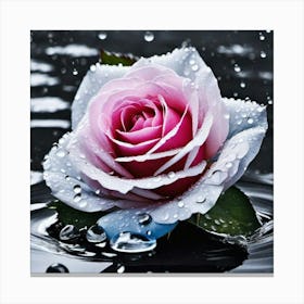 Pink Rose In Water Canvas Print