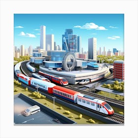 3d Rendering Of A City Canvas Print