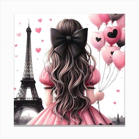 Paris Girl With Balloons Canvas Print