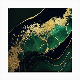 Gold And Green Abstract Painting Canvas Print