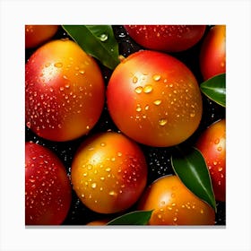 Mangoes On A Black Background Canvas Print