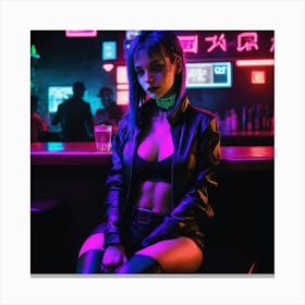 Cyberpunk Neon Girl 1 Canvas Print