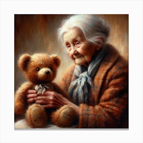 Old Lady With Teddy Bear 3 Canvas Print