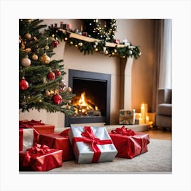 Christmas Tree With Presents 4 Canvas Print