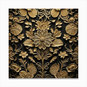 Gold Floral Wallpaper Canvas Print