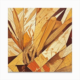 Fragmented Stalks Cubism Style Canvas Print