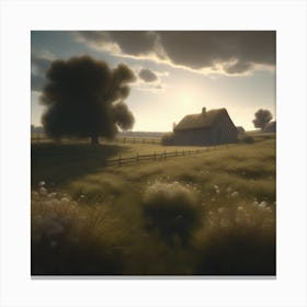 Sunset Over A Farm 1 Canvas Print