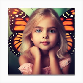 Little Girl With Butterfly Wings Canvas Print