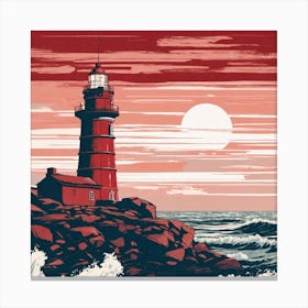 Lighthouse At Sunset Canvas Print