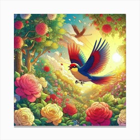 Bird In The Garden Canvas Print