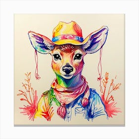 Deer In A Hat 6 Canvas Print