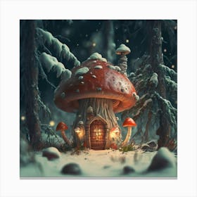 Red mushroom shaped like a hut 13 Canvas Print