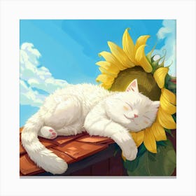 Cat Sleeping On A Roof 1 Canvas Print