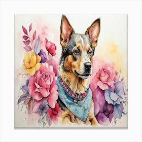 Australian Shepherd Watercolor Painting Canvas Print