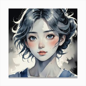 Anime Girl With Blue Eyes Canvas Print