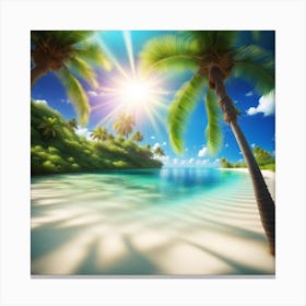 Palm Trees On The Beach Canvas Print