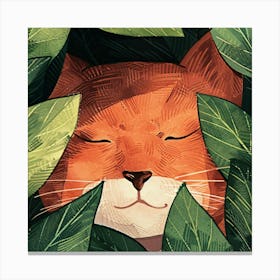 Cat In The Leaves Canvas Print