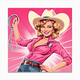 Happy Cowgirl Pink Illustration 5 Canvas Print