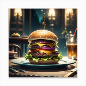 Burger In A Restaurant 10 Canvas Print