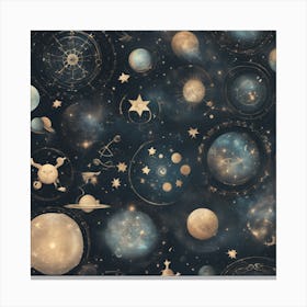 Planets And Stars Canvas Print