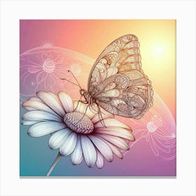 Line Art butterfly 2 Canvas Print