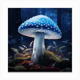 Blue Mushroom In The Forest Canvas Print