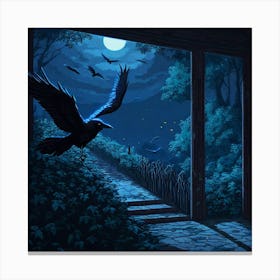 Raven At Night Canvas Print