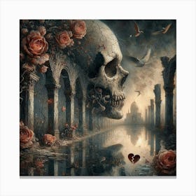 'Skull And Roses' Canvas Print