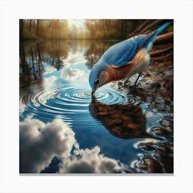 Bluebird In Water Canvas Print