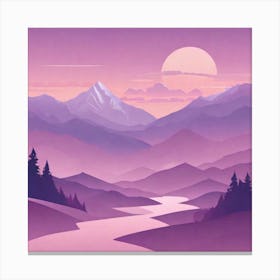 Misty mountains background in purple tone 10 Canvas Print