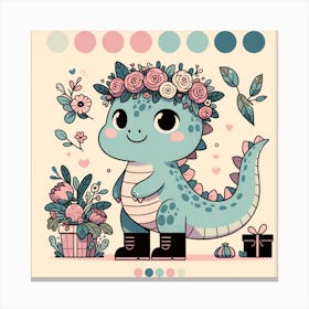 Cute Nursery Dino Baby Dragon Dinosaur  Canvas Print