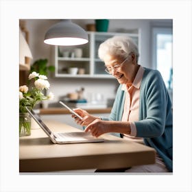 Senior Woman Using A Laptop 1 Canvas Print