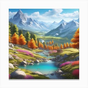 Peaceful Landscape In Mountains Ultra Hd Realistic Vivid Colors Highly Detailed Uhd Drawing Pe (5) Canvas Print