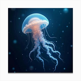 An Ethereal Jellyfish With Tendrils Of Shimmering, Bioluminescent Waves Drifting Through A Cosmic Sea Canvas Print