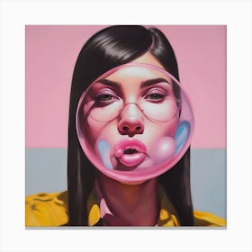 Girl and Bubbles Canvas Print