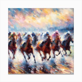 Horses Racing In The Rain 1 Canvas Print