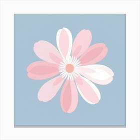 A White And Pink Flower In Minimalist Style Square Composition 13 Canvas Print