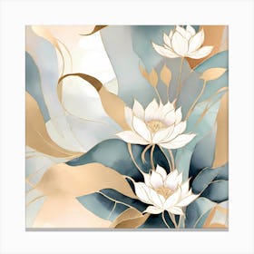 Aquarelle Lotus Flowers Canvas Print