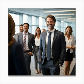 Smiling Business People In Office Canvas Print